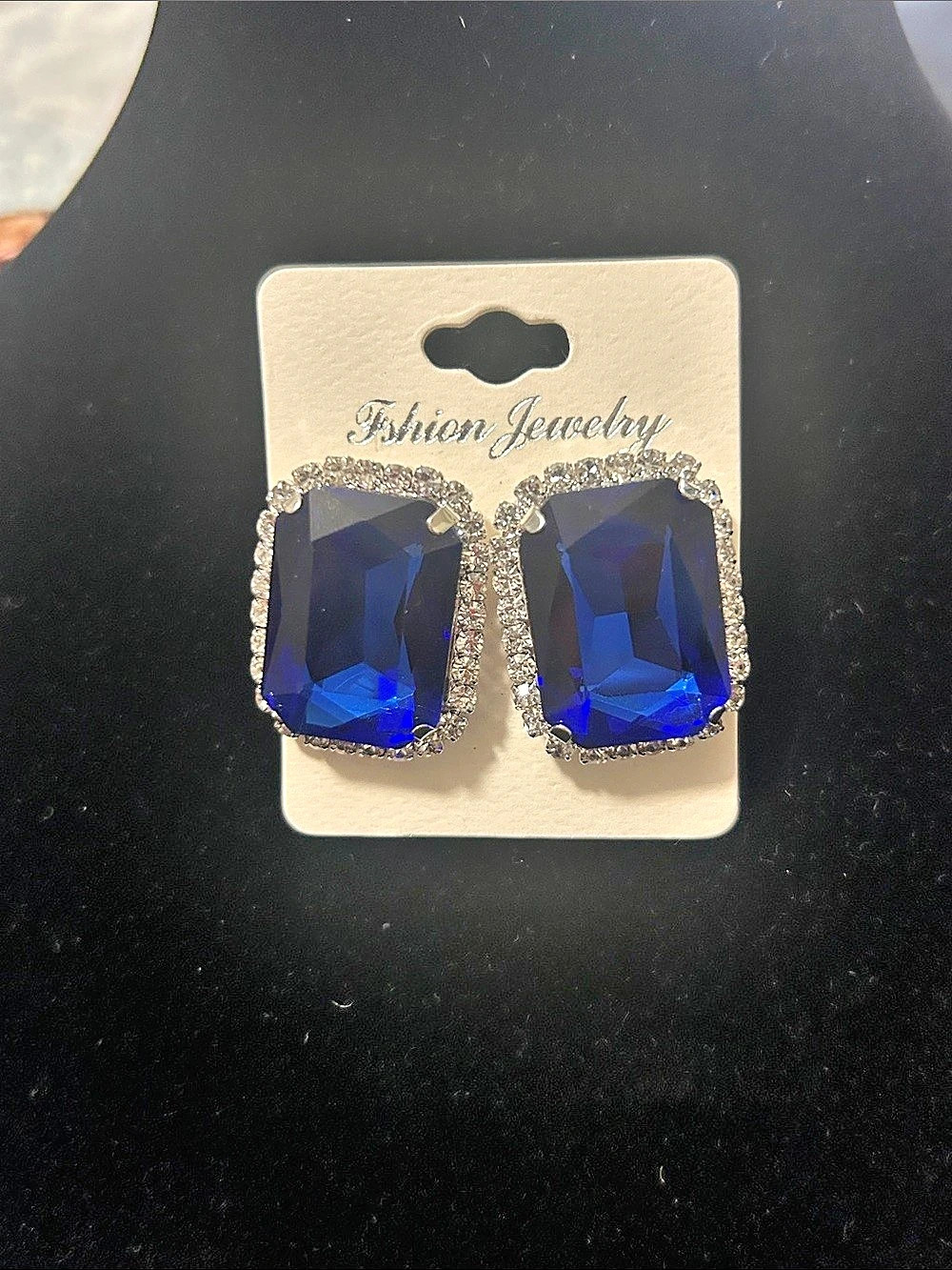 Blue Rhinestone Drop Earrings NWT